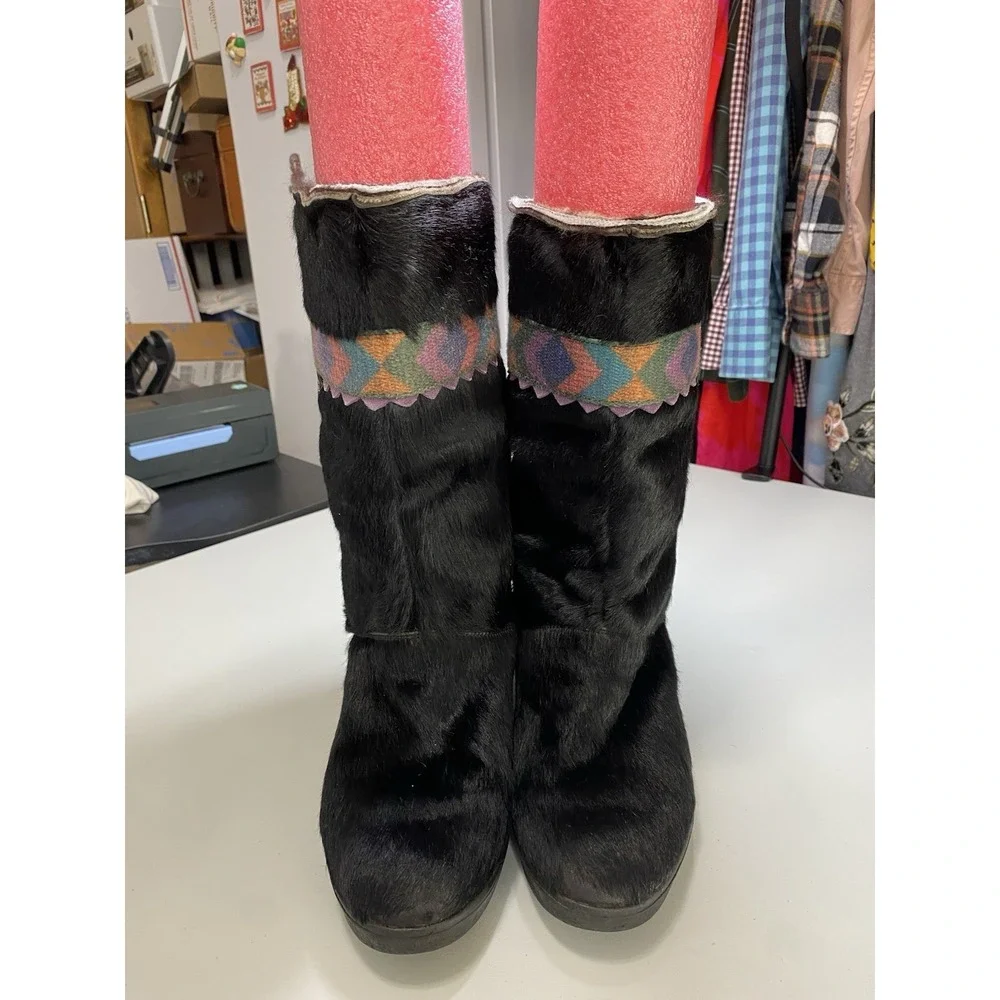 Garden Sport Womens Calf Hair Fur Winter Boots Size 38 Made In Italy Artsy Warm